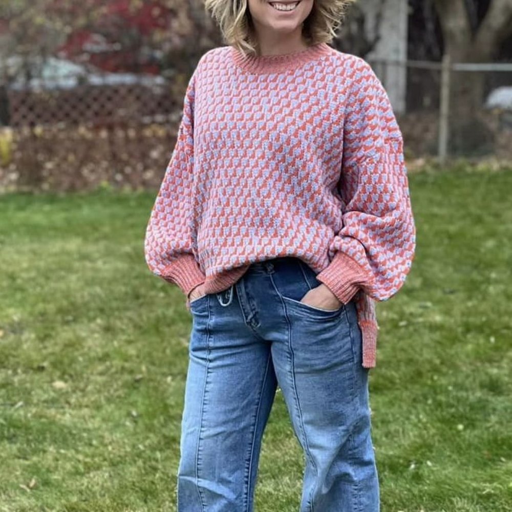 Coral and Violet Sweater